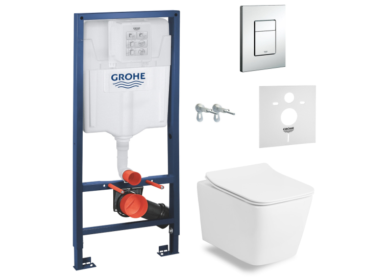 Комплект: унітаз підвісний Imprese KUBIK Rimless  з сидінням + інсталяція Grohe Rapid SL (c06810203+38772001)